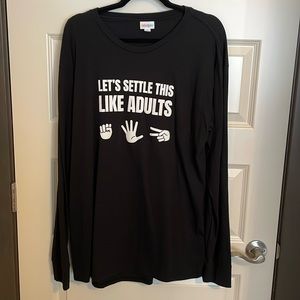 LuLaRoe Hudson Tie Dye XL Long Sleeve Tee  Rock Paper Scissors